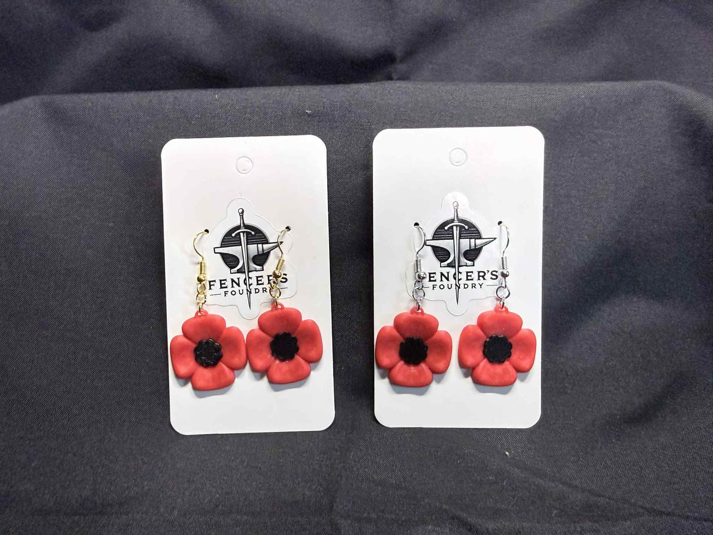 Remebrance Day Poppy Earrings